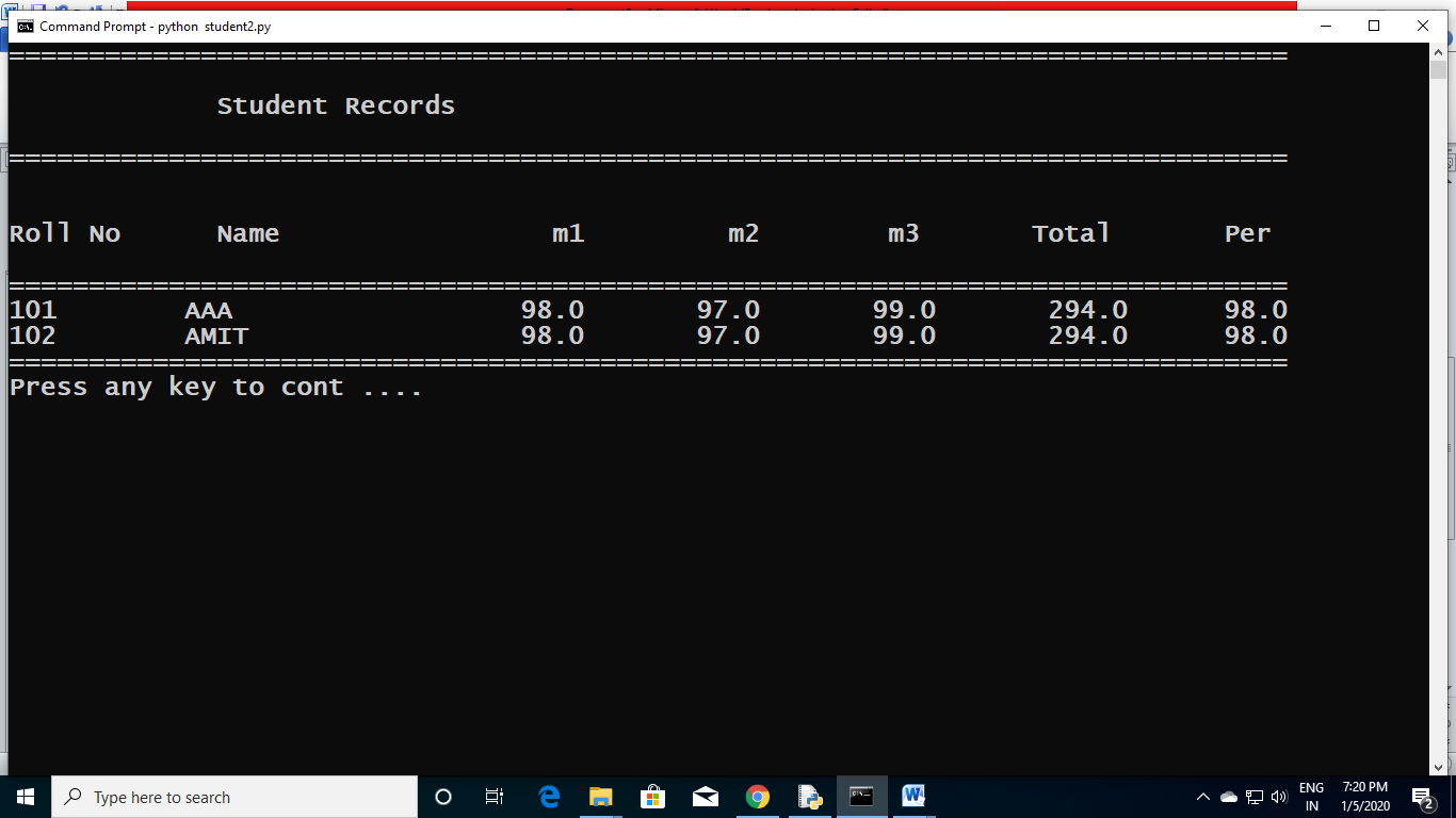 Python Project : Student2 : rajeshshuklacatalyst.in